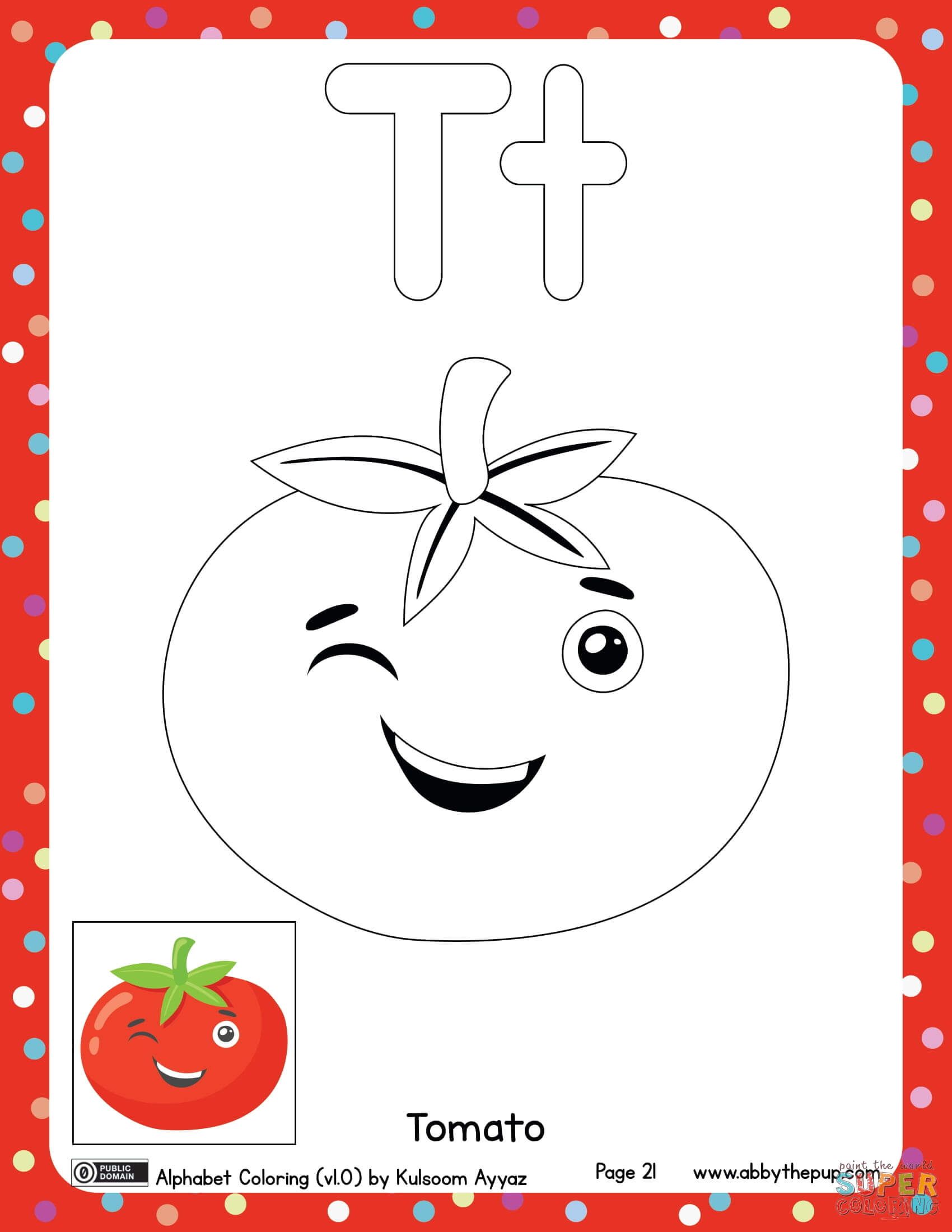 T is for tomato super coloring alphabet coloring color worksheets fun classroom activities