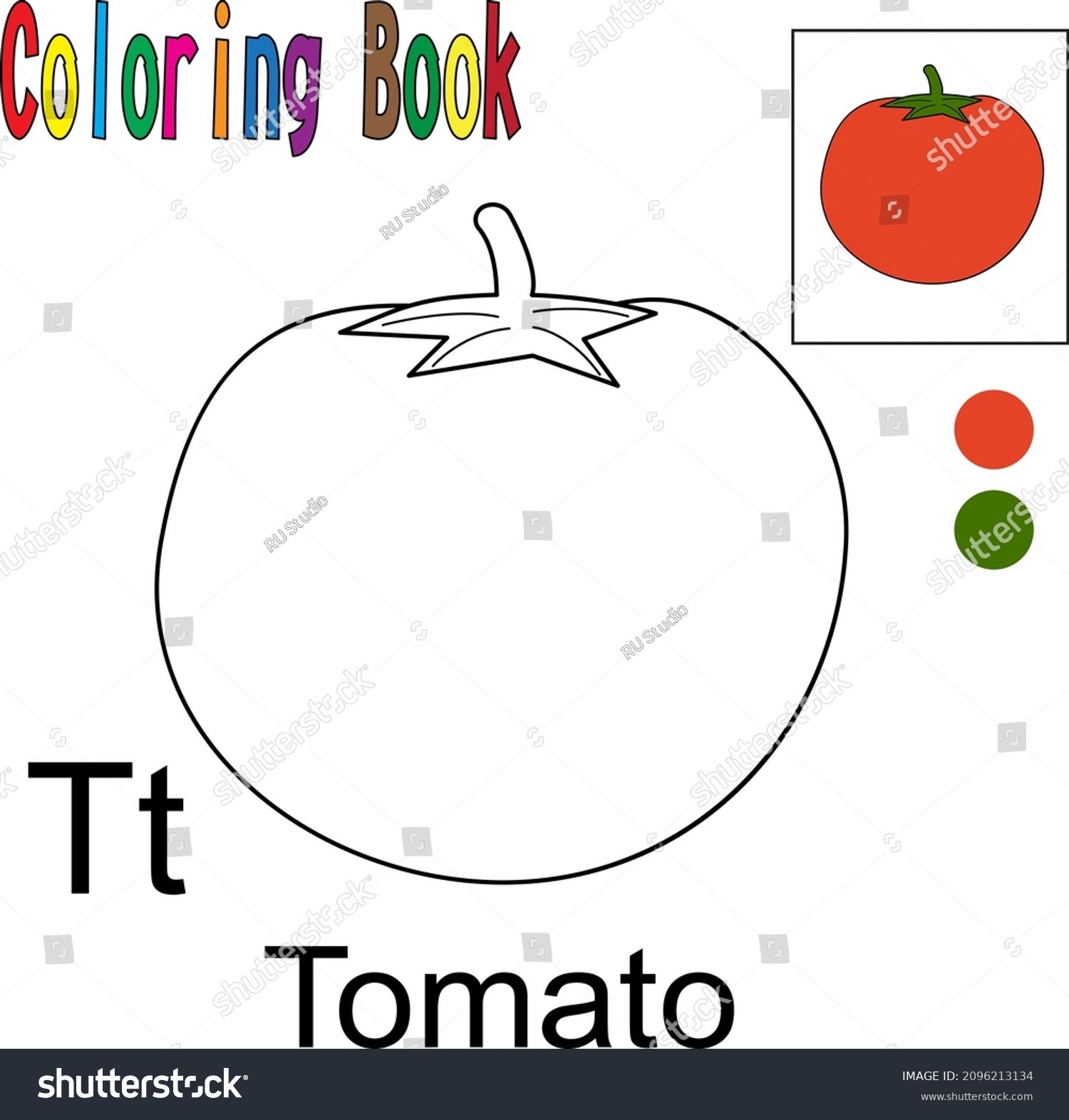 Cartoon tomato coloring book fruit theme stock vector royalty free