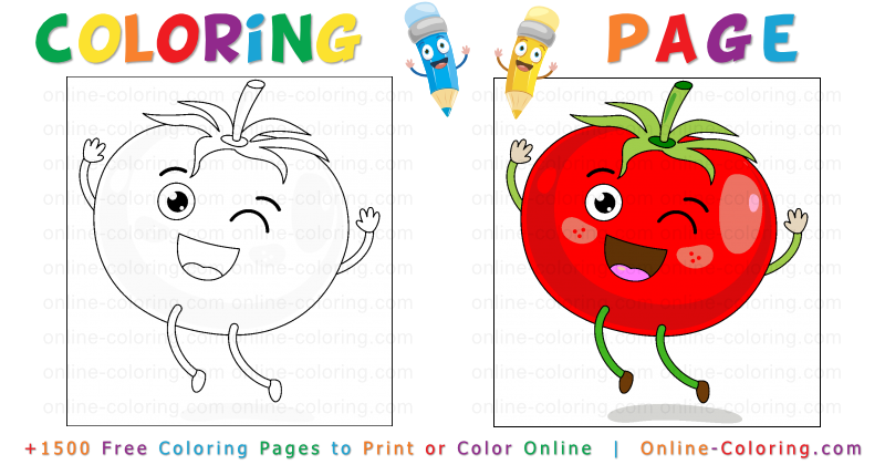 Cartoon tomato free online coloring page