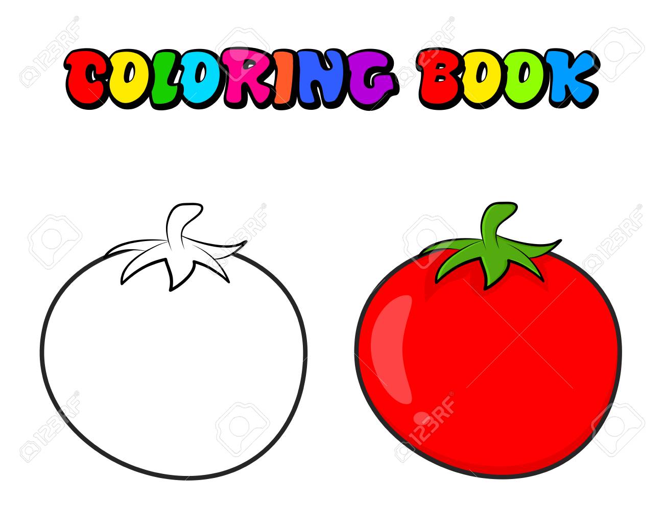 Simple tomato outline for colouring book isolated on white background royalty free svg cliparts vectors and stock illustration image