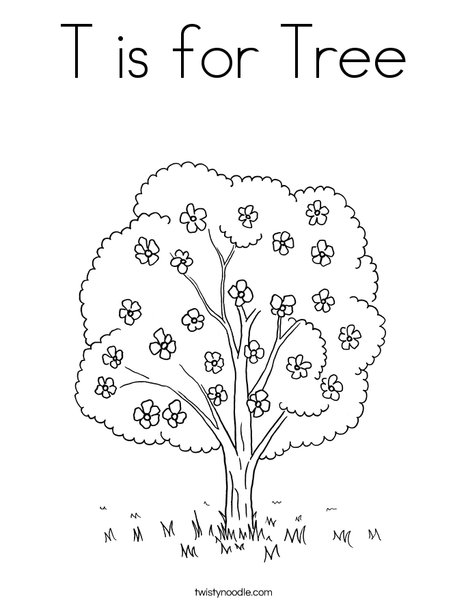 T is for tree coloring page