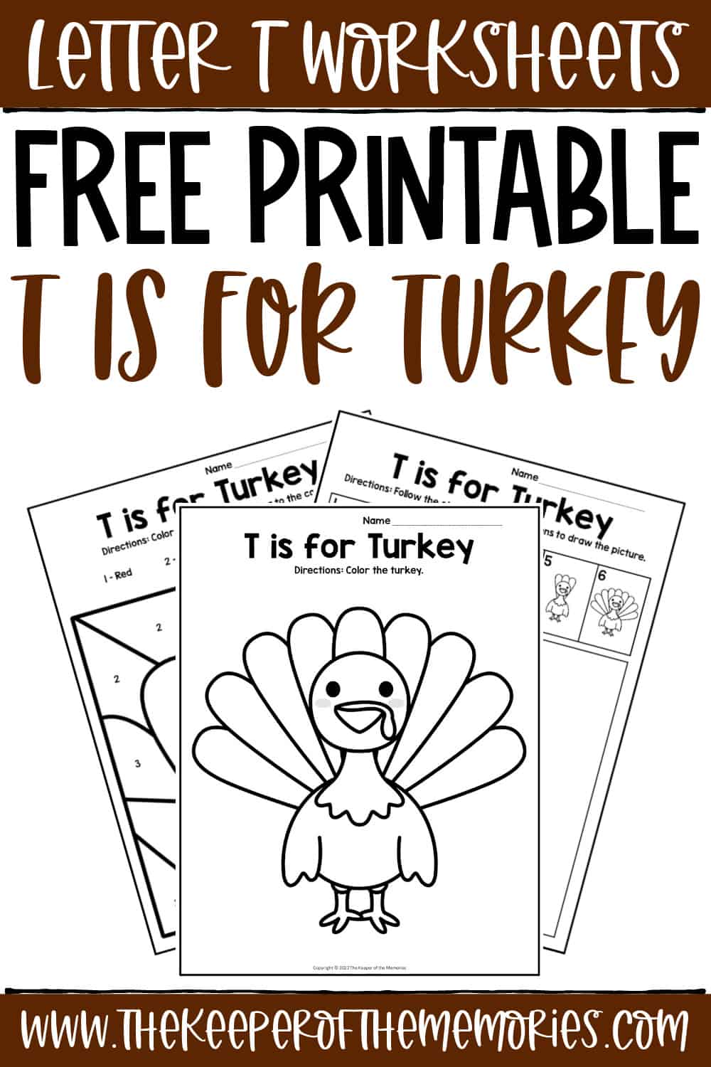 Free printable t is for turkey letter t worksheets