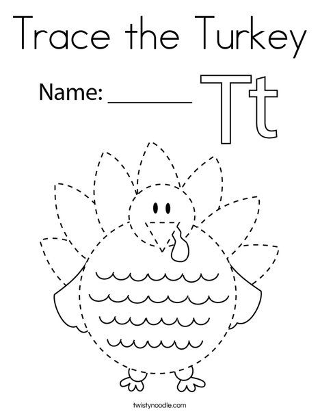 Trace the turkey coloring page
