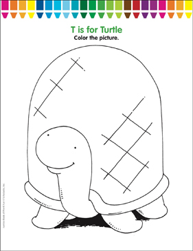 T is for turtle coloring page printable coloring pages