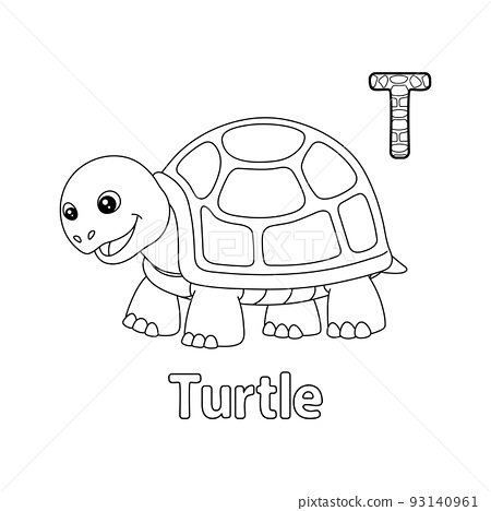 Turtle alphabet abc coloring page t