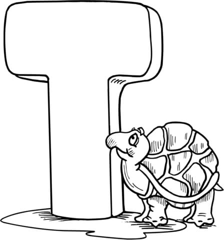 Letter t is for tortoise coloring page free printable coloring pages