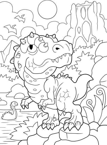 T rex coloring pages stock illustrations royalty
