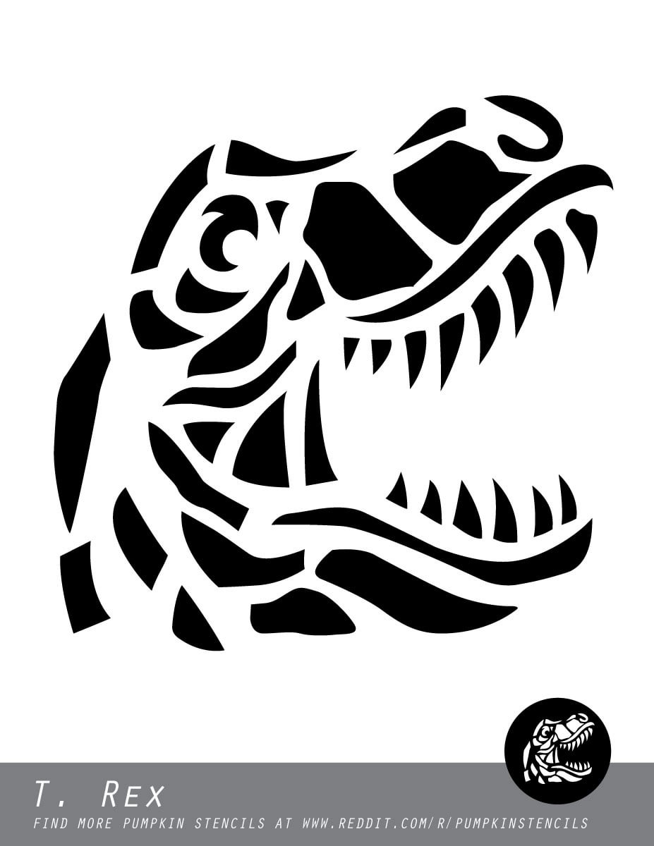 Dinosaur t rex free pumpkin stencil