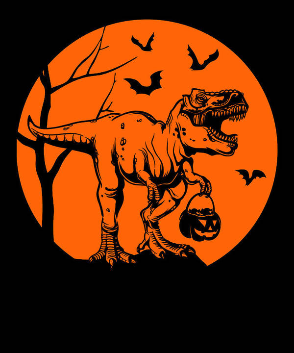 T rex halloween dinosaur gift for him her art print by fancy lifestyle art