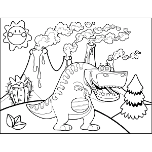 Grinning t rex coloring page