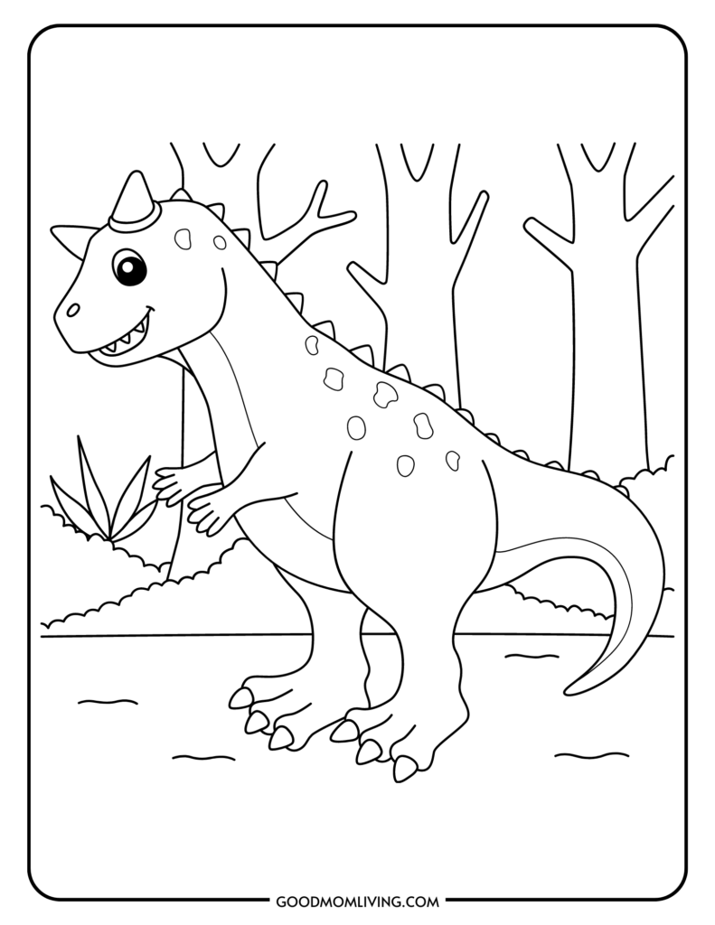 T rex coloring page printables free for kids