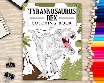 Tyrannosaurus rex coloring book dinosaur coloring pages stress relief activity book gifts for t
