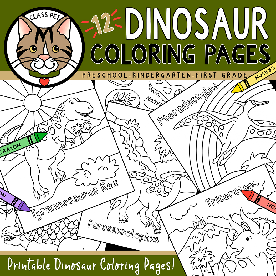 Dinosaur coloring pages for preschool kindergarten first grade made by teachers