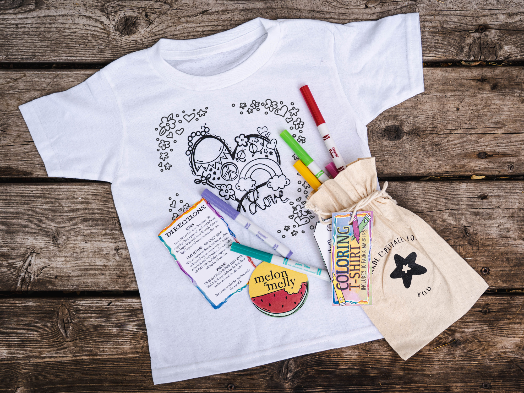 Kids coloring book shirt permanent fabric markers gift set â melon melly