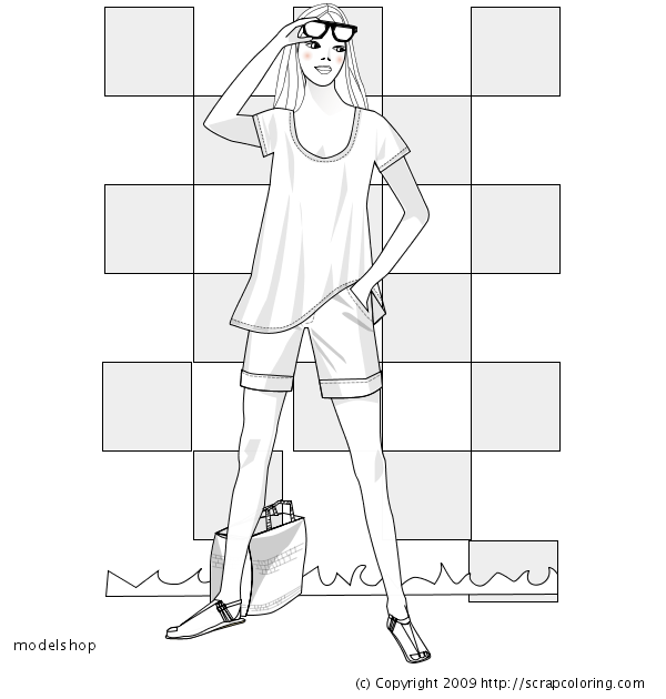 Picnic outfit shorts and tshirt coloring page