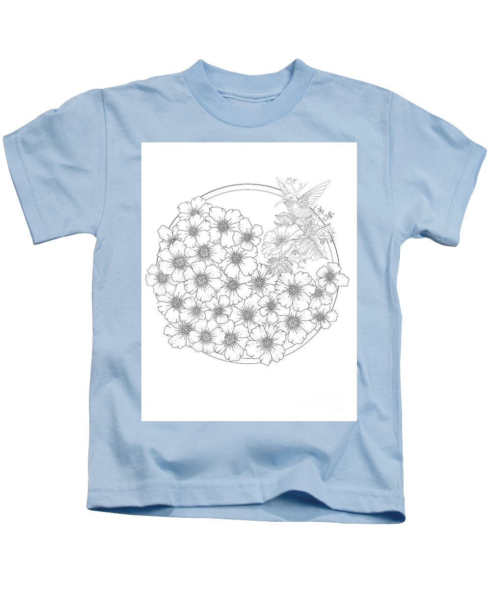 Flower wreath coloring page with hummingbird kids t