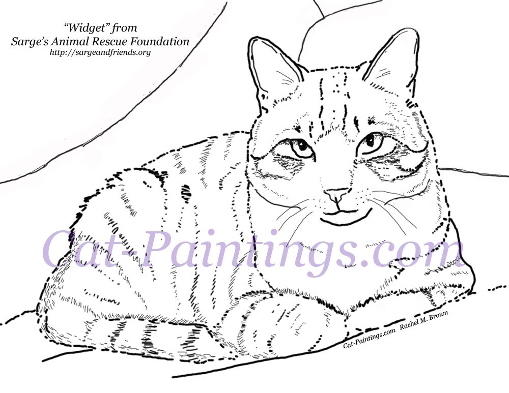 Free coloring page printout of tabby cat cat painting tabby cat cat coloring page