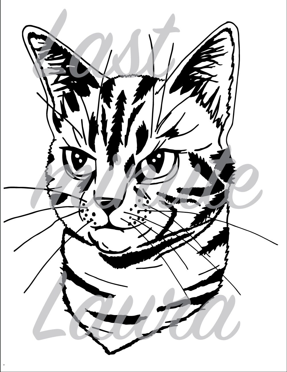 Tabby cat coloring page adult coloring page