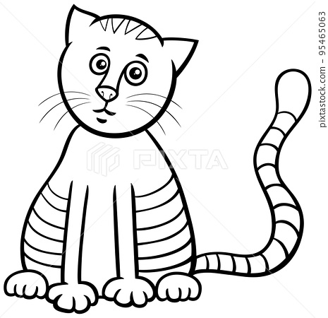 Cartoon tabby cat animal character coloring page
