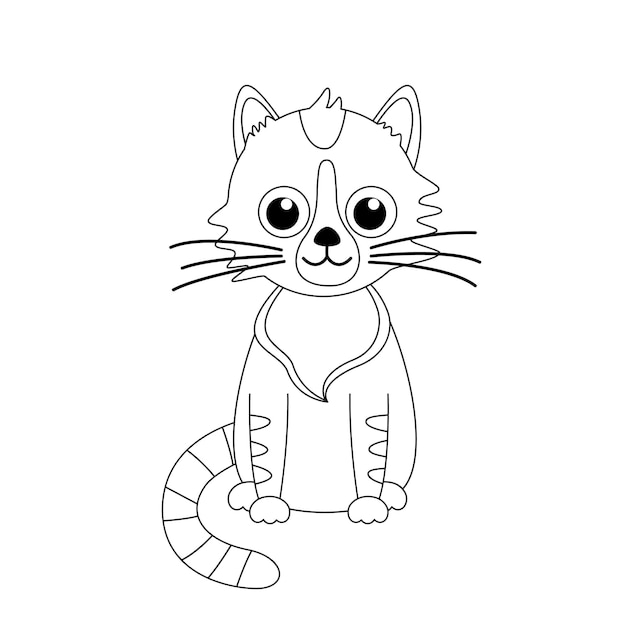 Premium vector sitting tabby kitty coloring page black and white cat kitten vector