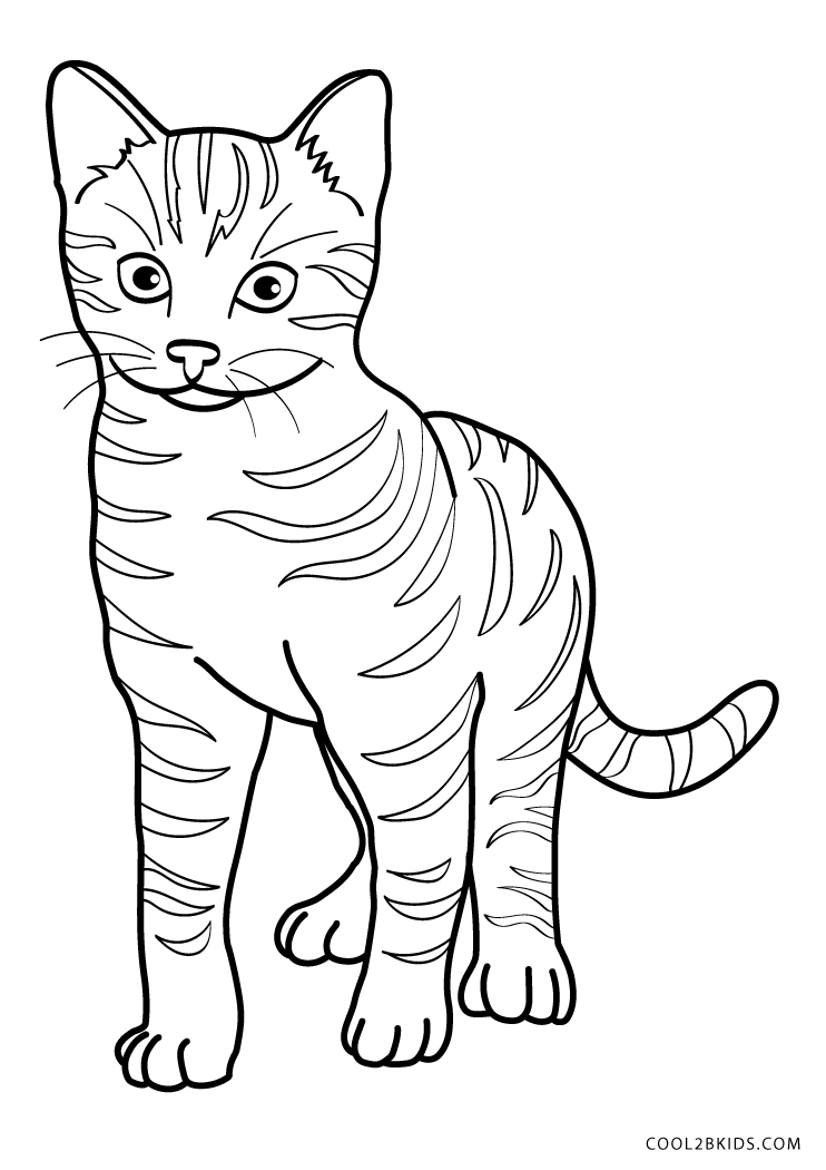Free printable tabby cat coloring pages for kids