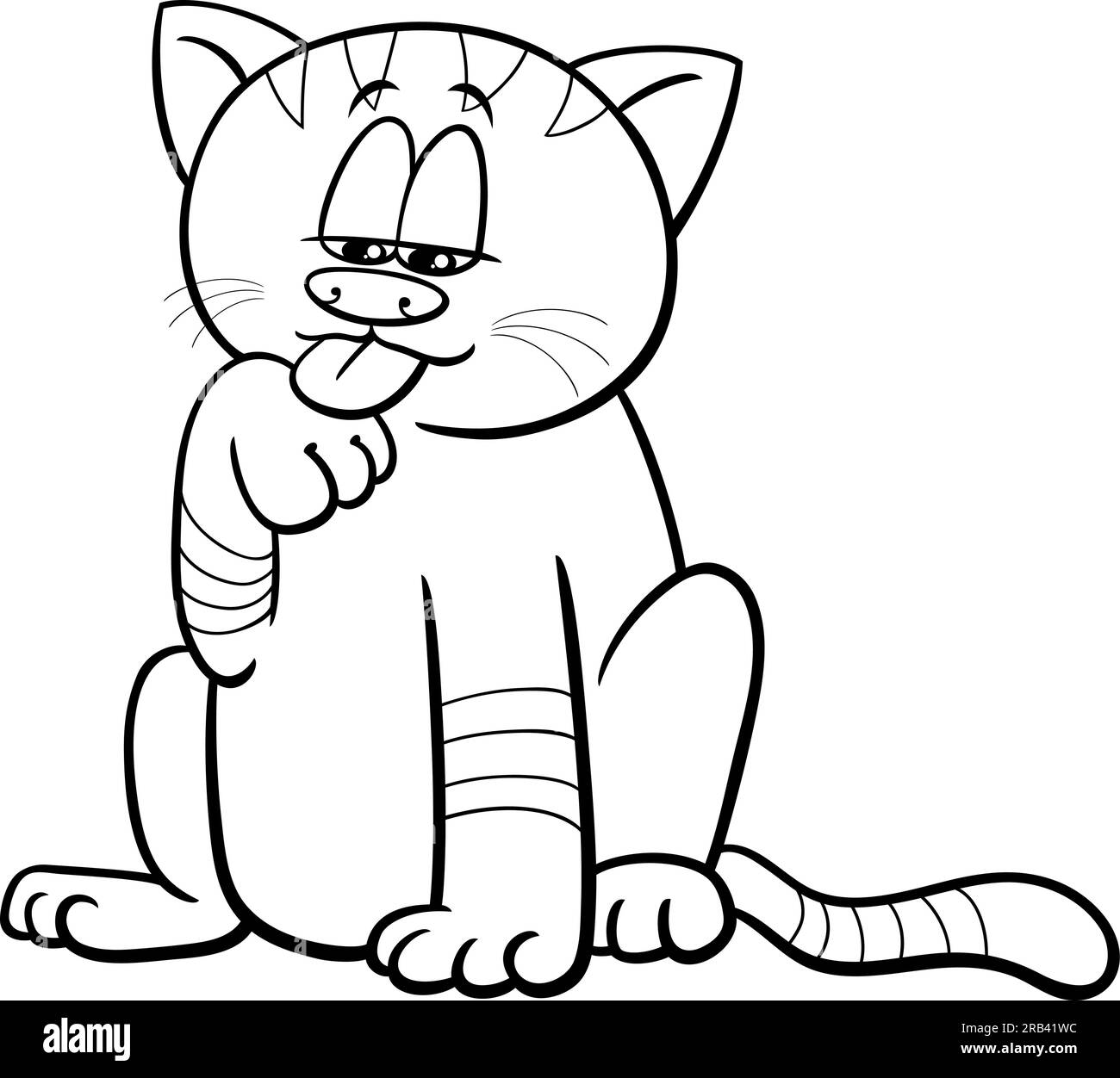 Cartoon illustration tabby cat coloring hi