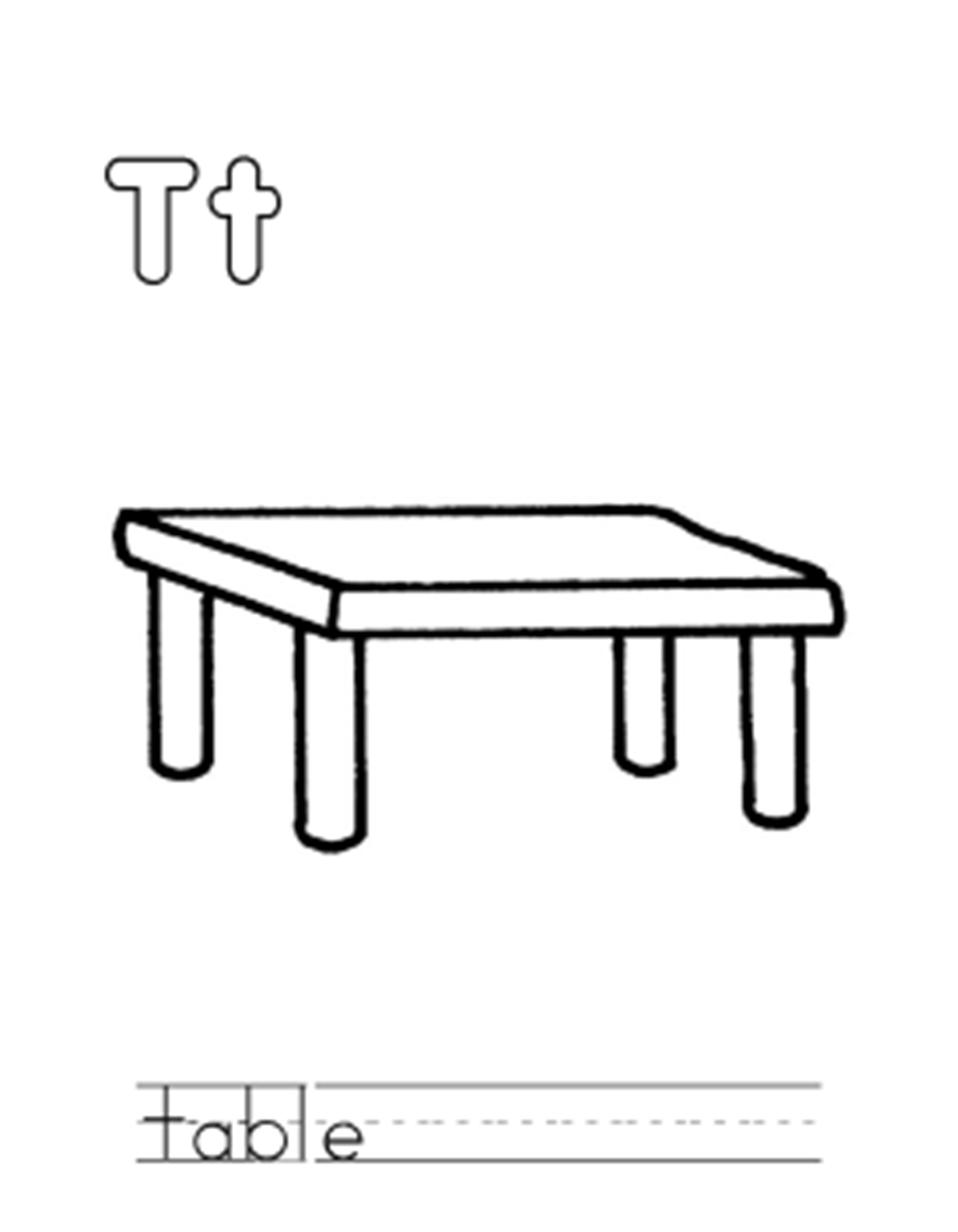 Table coloring page printable for free download