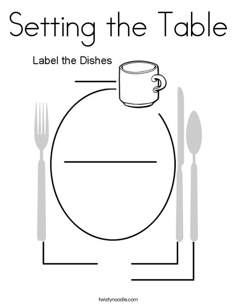 Setting the table coloring page