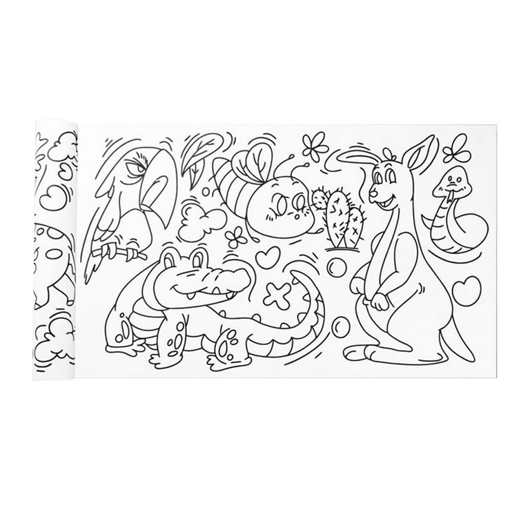 Children coloring paper roll table wall coloring sheets arts crafts activity zoo