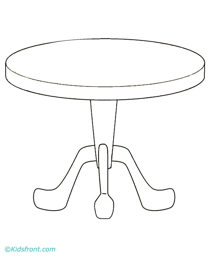 Table coloring page printable for free download