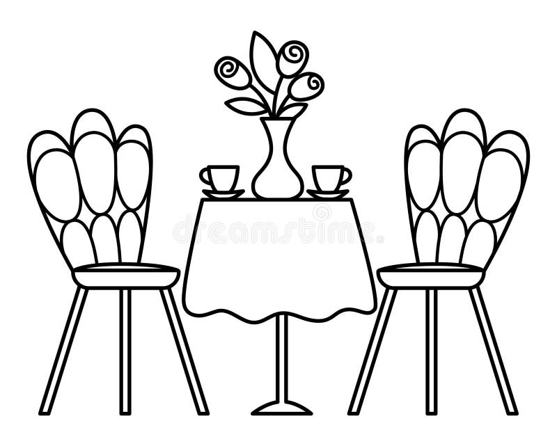 Table chairs coloring page stock illustrations â table chairs coloring page stock illustrations vectors clipart