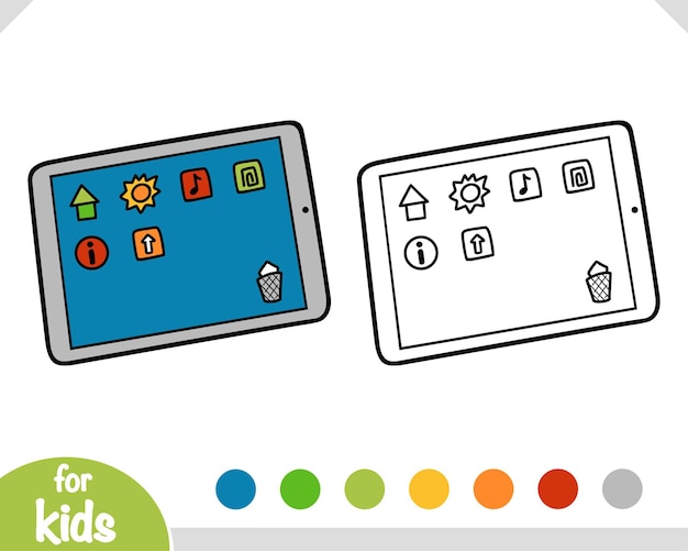 Premium vector coloring book for children cartoon tablet