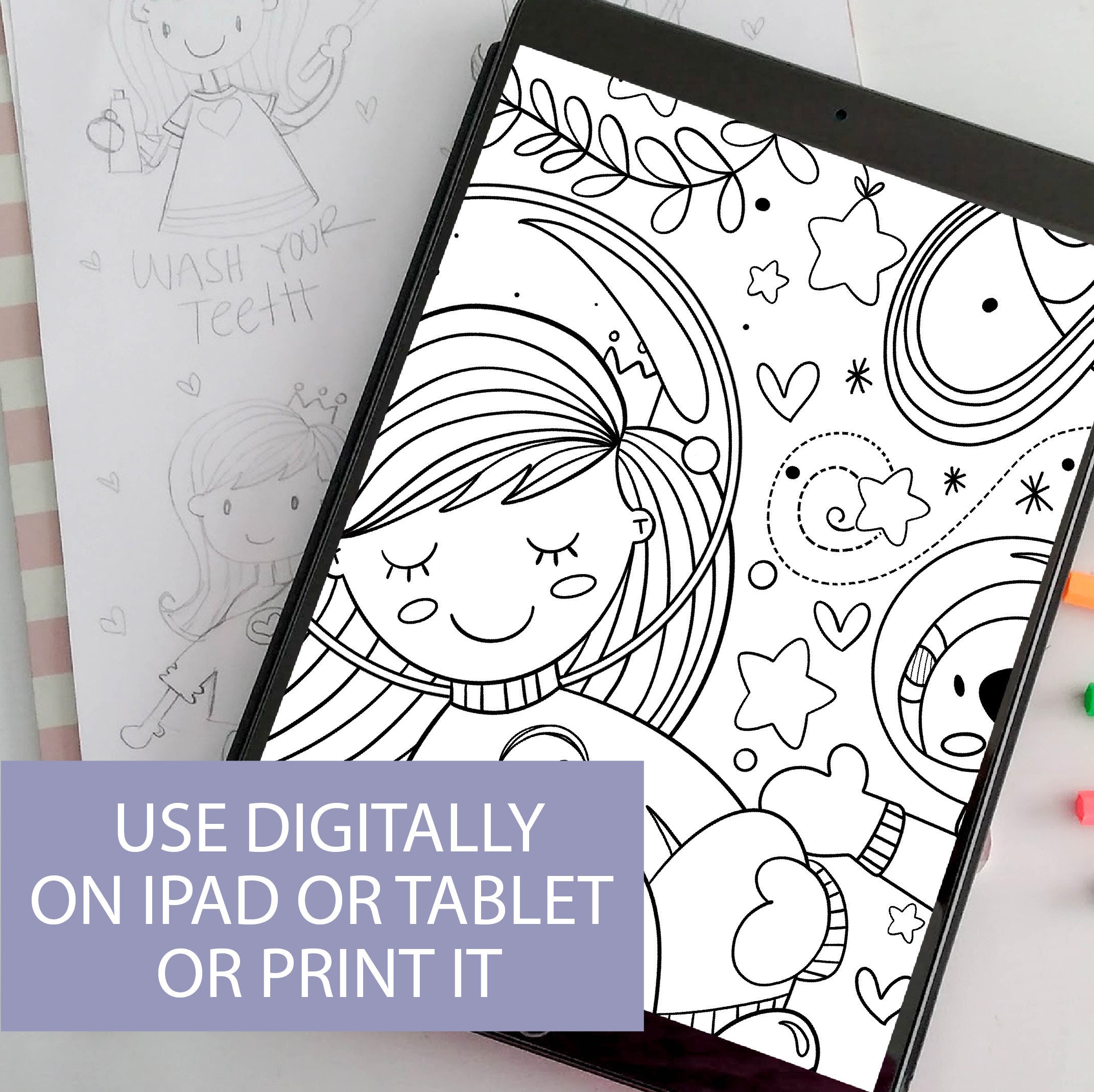 Space digital coloring book anxiety relief m â mariapalito studio