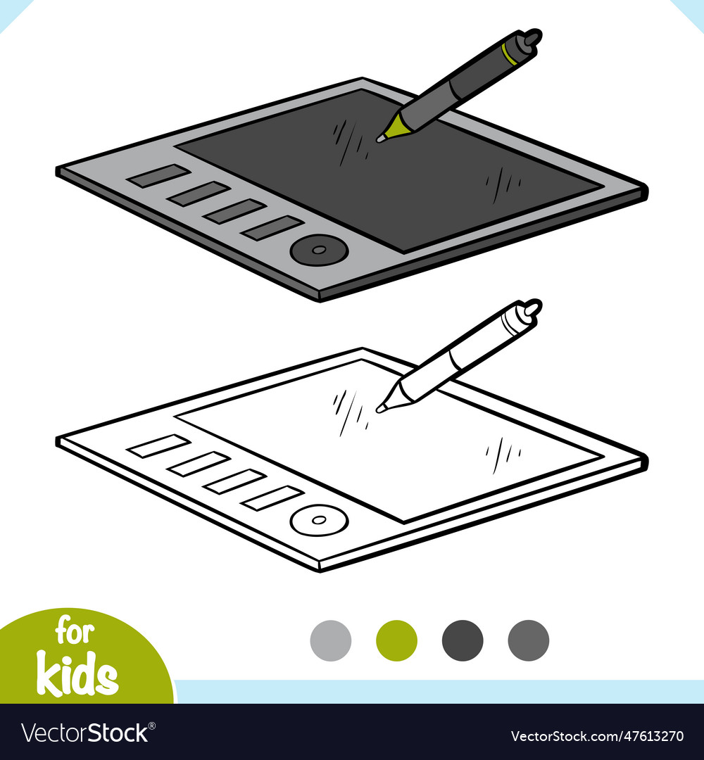 Coloring book for kids graphics tablet royalty free vector