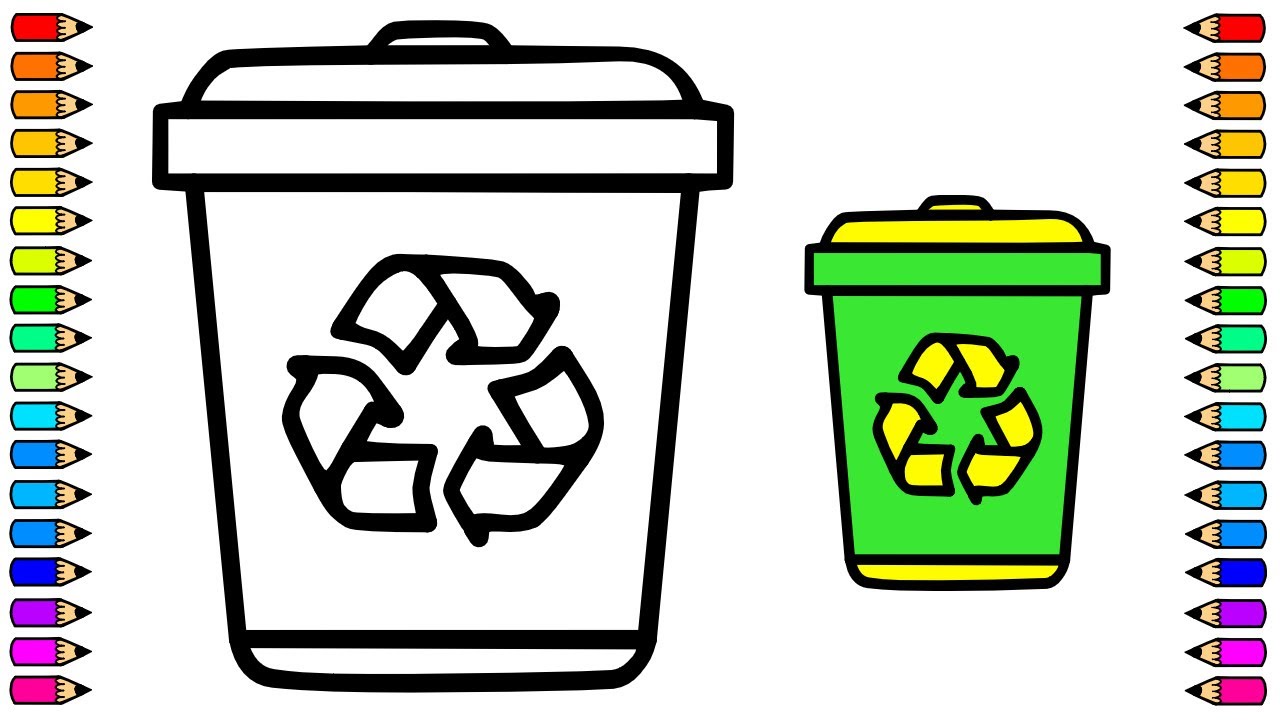 Cão dibujar una papelera de reciclaje â dibujo de papelera de reciclaje â dibujos para niãos
