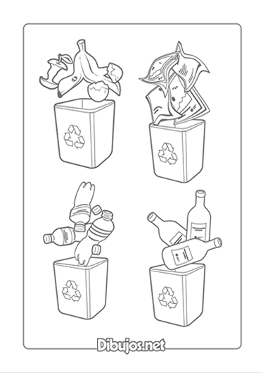 Dibujos de reciclaje para imprimir y colorear