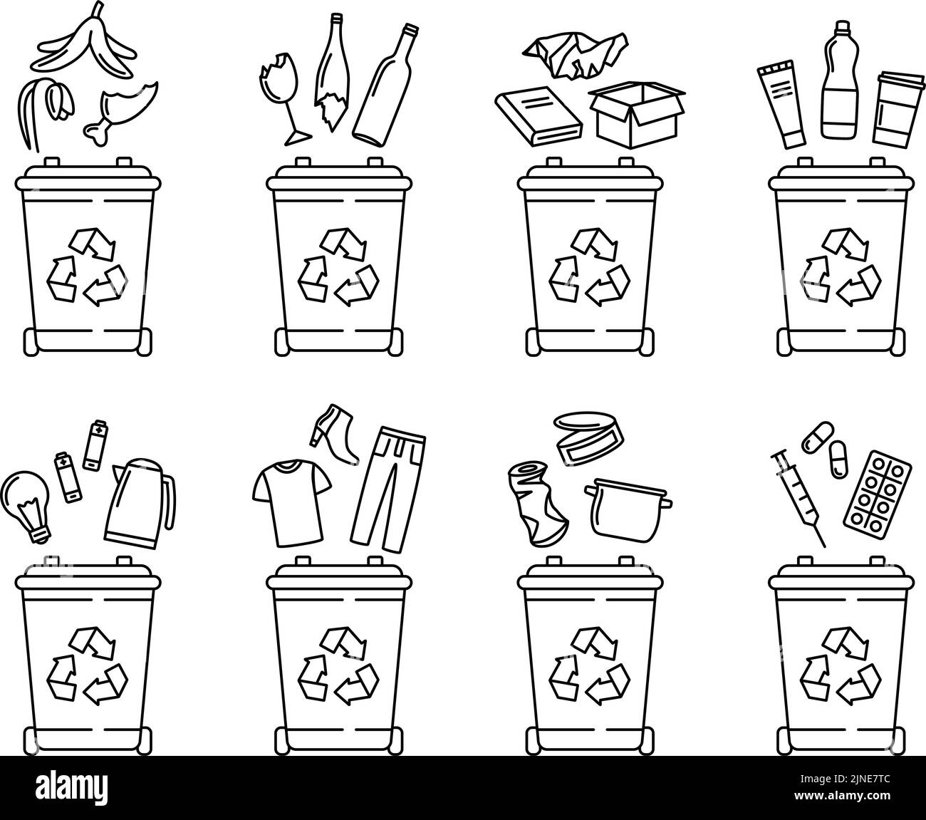Segregaciãn de basura imãgen de stock en blanco y negro
