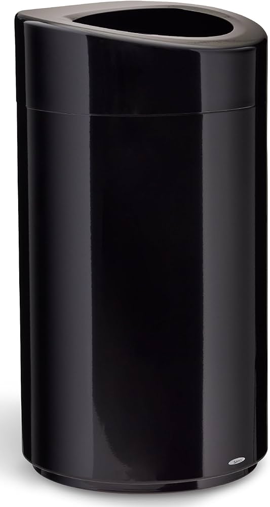 Safco bote de basura de estilo contemporãneo con tapa abierta acero inoxidable galones color negro industrial y cientãfico