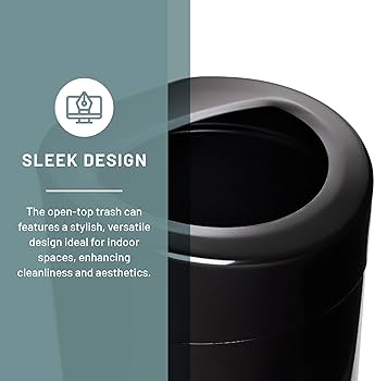 Safco bote de basura de estilo contemporãneo con tapa abierta acero inoxidable galones color negro industrial y cientãfico