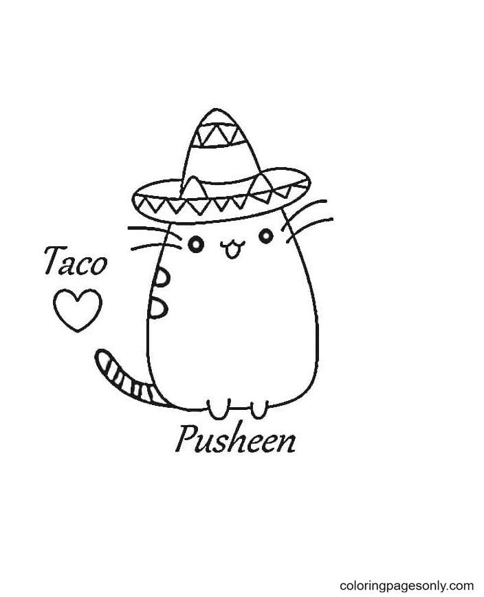 Pusheen coloring pages printable for free download