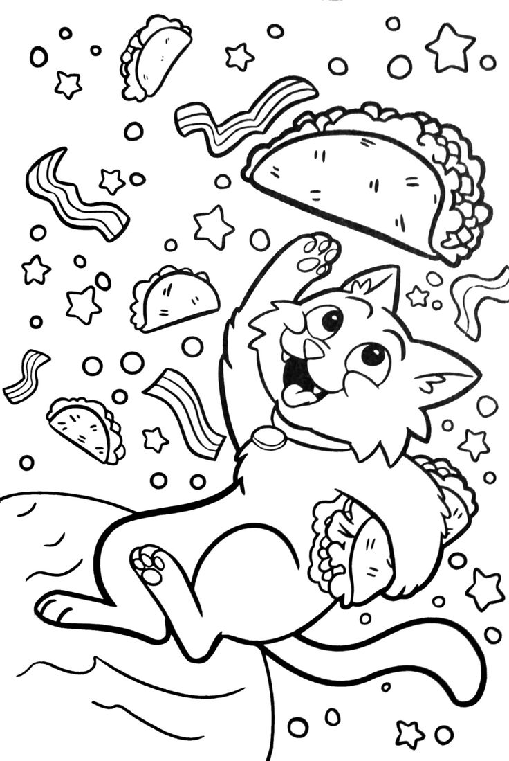 Taco space galaxy cat free adult coloring printables cool coloring pages coloring books