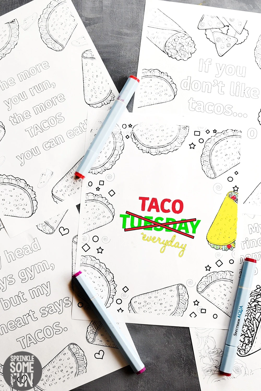 Free funny taco quotes coloring pages â sprinkle some fun