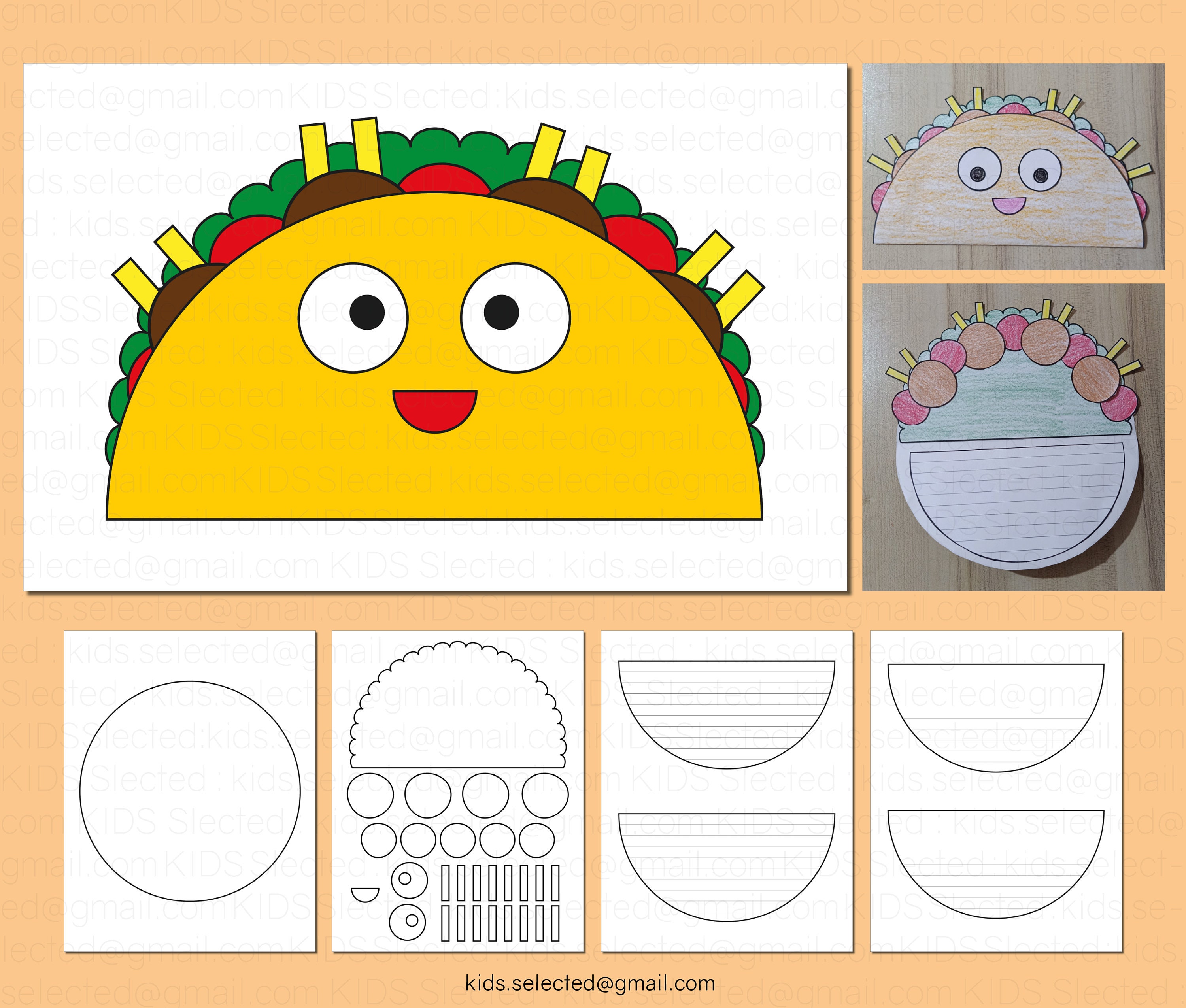 Taco craft cut and paste activities paper template cinco de mayo writing building and coloring page project printable school holiday