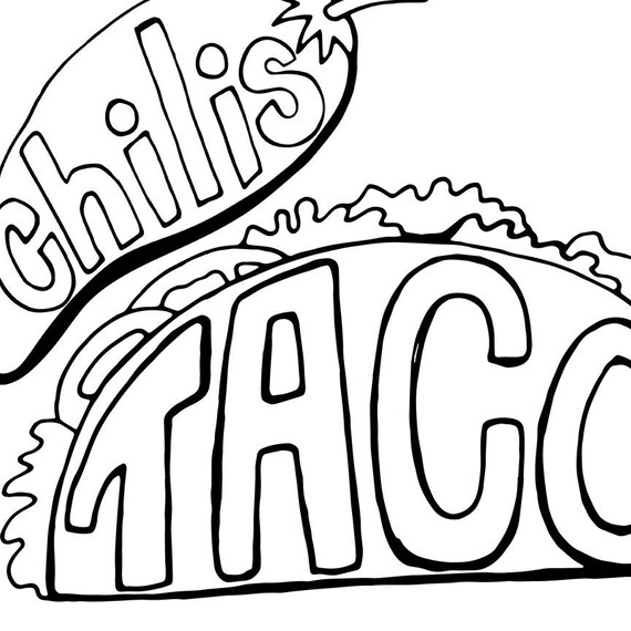 Taco tuesday line art cinco de mayo digital graphics mexican fiesta illustration food clipart silhouettes printable coloring images