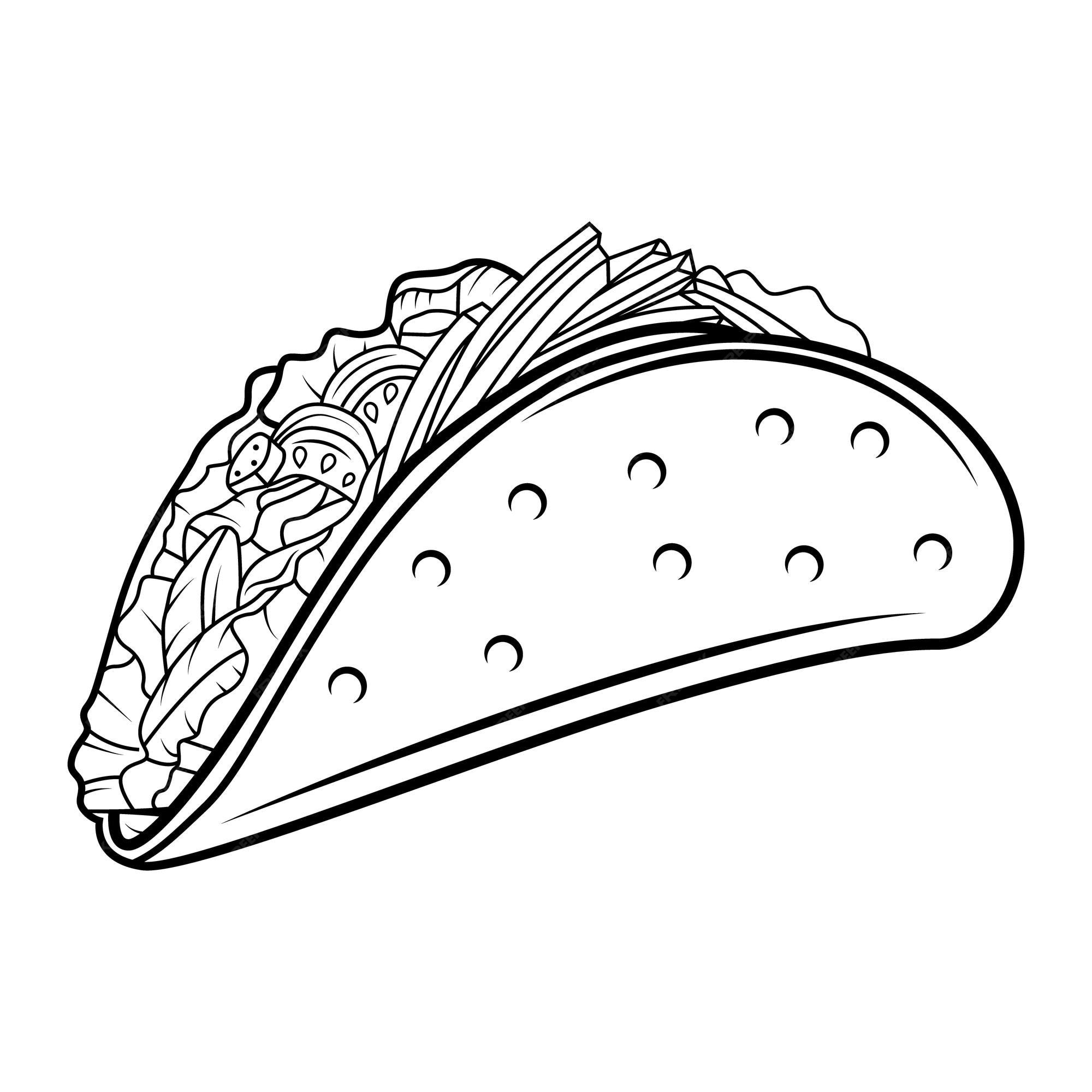 Premium vector mexican taco engraved style drawing vector template