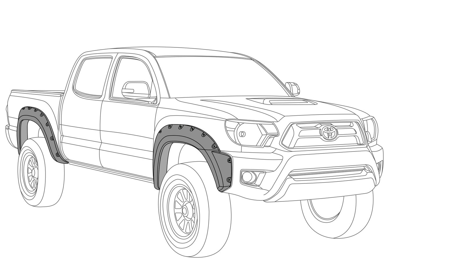 Pocket rivet style fender flares pcs set fits