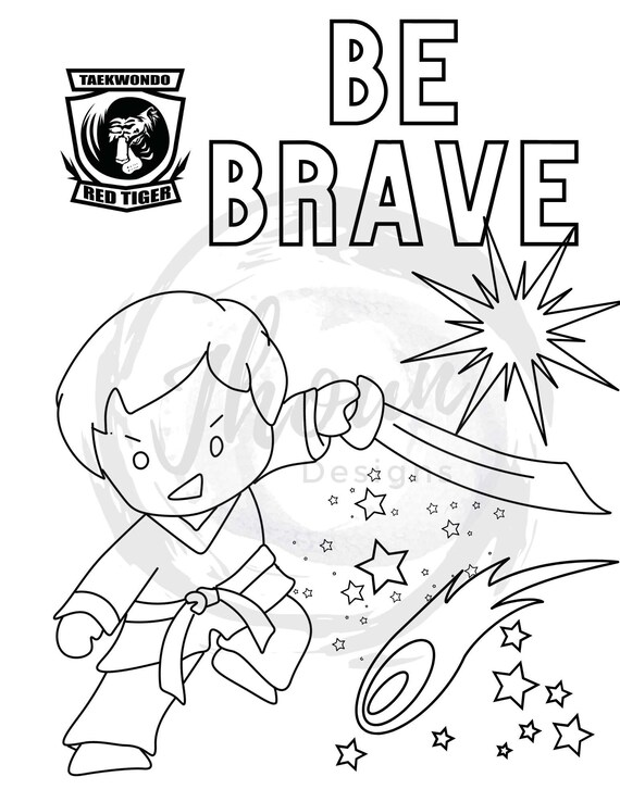 Boy sword martial arts coloring page