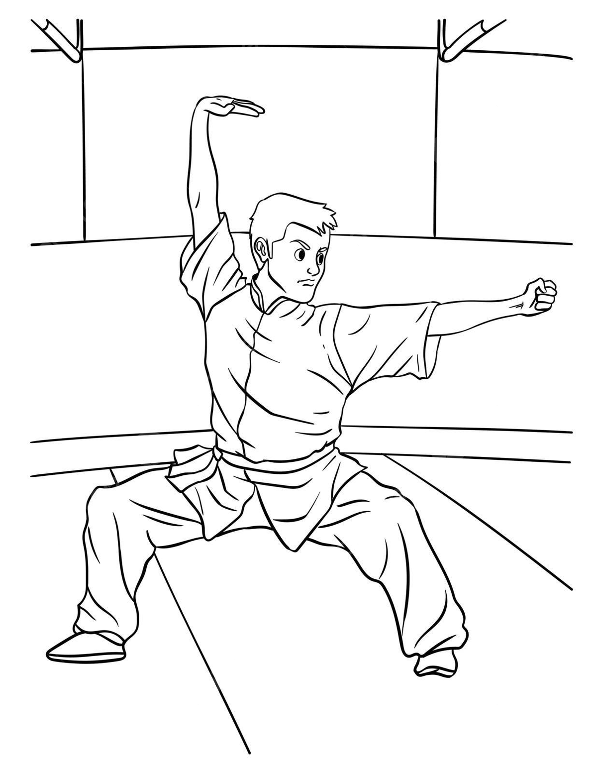 Kung fu coloring page for kids line kick color vector ring drawing kid drawing color drawing png and vector with transparent background for free download