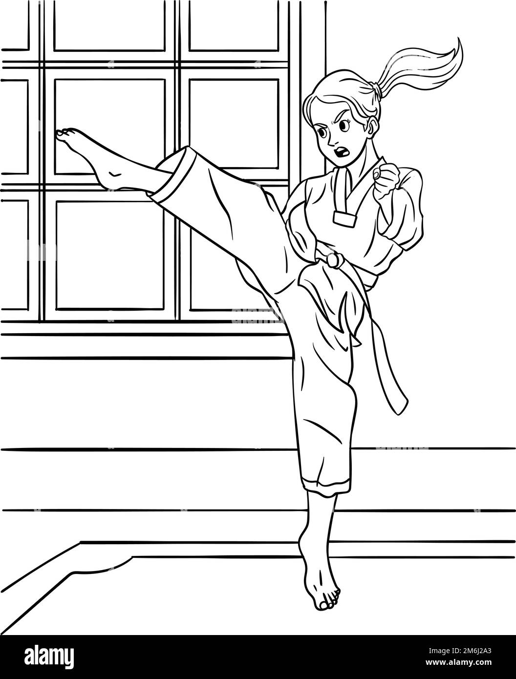 Taekwondo coloring page for kids stock vector image art