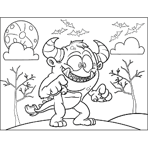 Monster horns tail coloring page